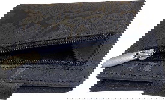 miniwallet pasjeshouder bloemenprint donkerblauw - Arrigo.nl