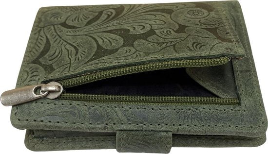miniwallet pasjeshouder bloemenprint groen - Arrigo.nl
