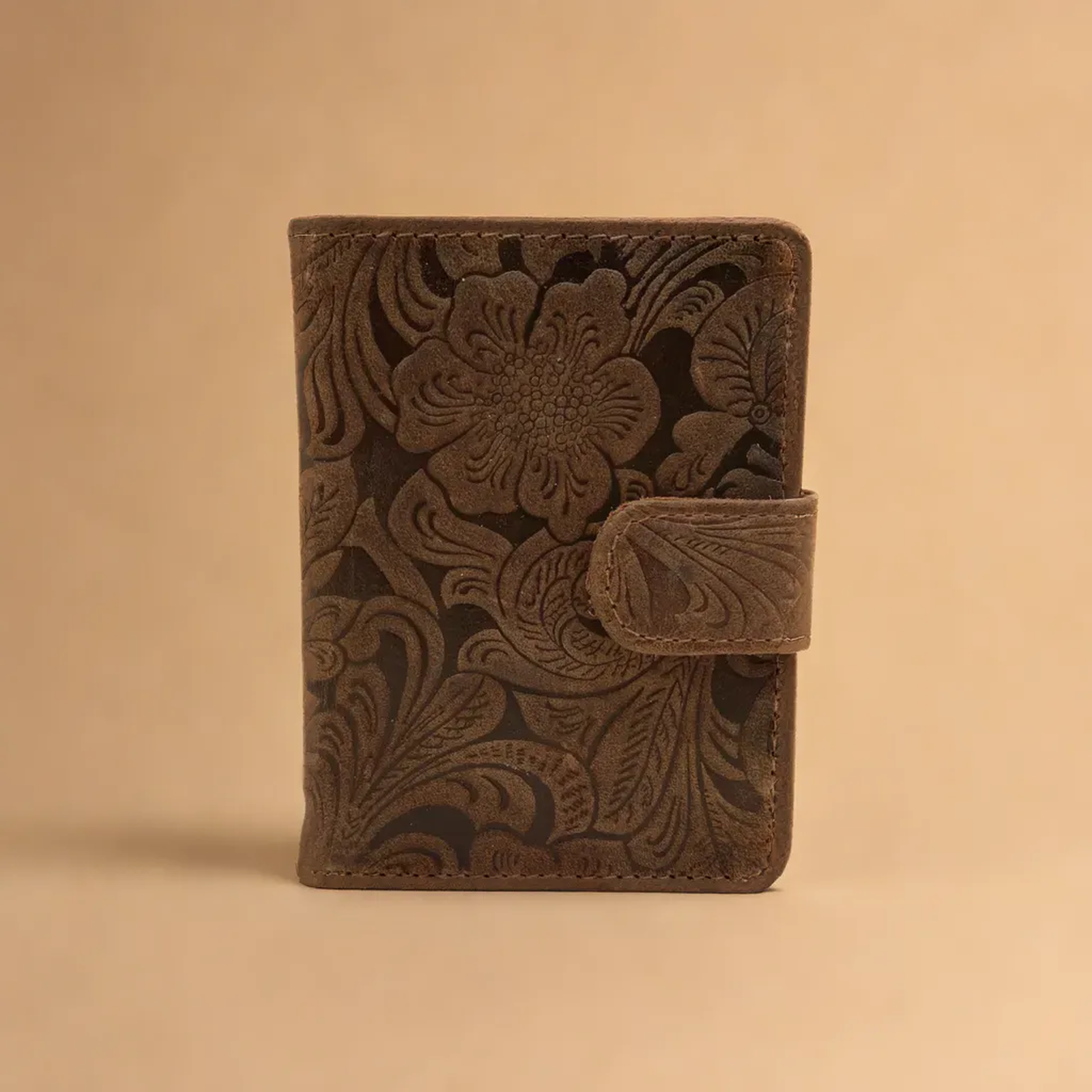 miniwallet pasjeshouder bloemenprint lichtbruin - Arrigo.nl