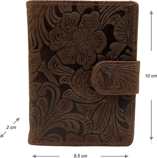 miniwallet pasjeshouder bloemenprint lichtbruin - Arrigo.nl