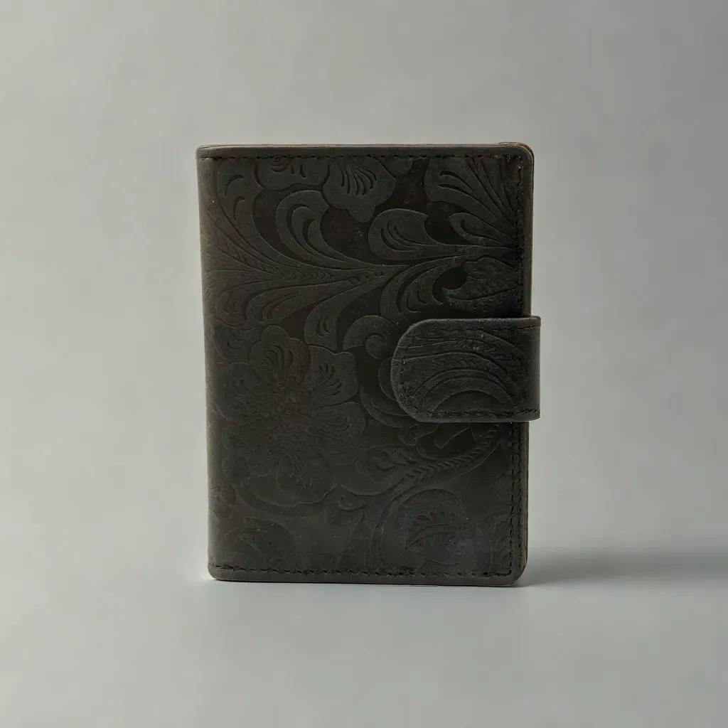 miniwallet pasjeshouder bloemenprint zwart - Arrigo.nl