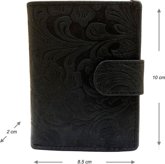 miniwallet pasjeshouder bloemenprint zwart - Arrigo.nl