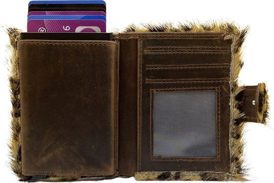 miniwallet pasjeshouder dierenprint donkerbruin - Arrigo.nl