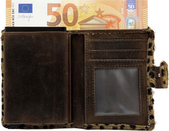 miniwallet pasjeshouder dierenprint donkerbruin - Arrigo.nl