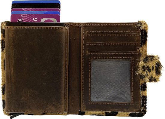miniwallet pasjeshouder dierenprint donkerbruin - Arrigo.nl