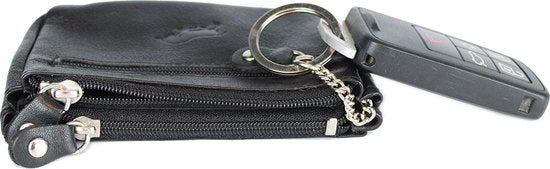 rundleer sleuteletui 2 sleutelringen donkerbruin - Arrigo Leather Goods