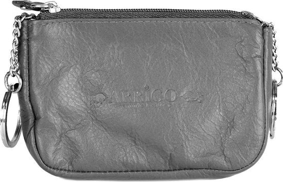 rundleer sleuteletui 2 sleutelringen grijs - Arrigo Leather Goods