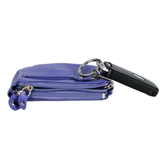 rundleer sleuteletui 2 sleutelringen paars - Arrigo Leather Goods