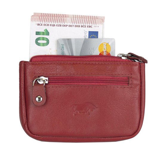 rundleer sleuteletui 2 sleutelringen rood - Arrigo Leather Goods