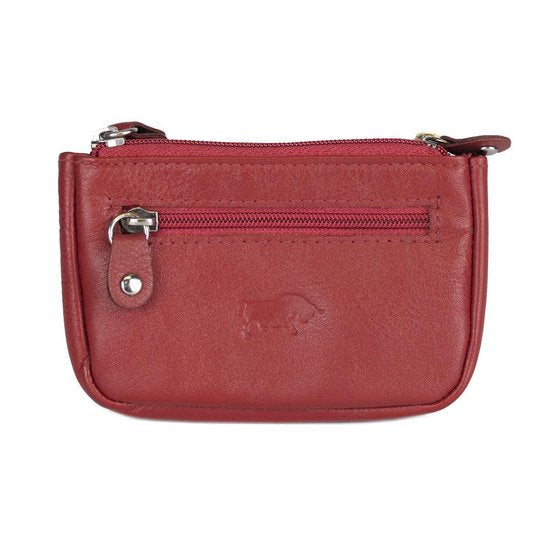 rundleer sleuteletui 2 sleutelringen rood - Arrigo Leather Goods