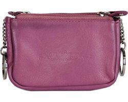 rundleer sleuteletui 2 sleutelringen roze - Arrigo Leather Goods
