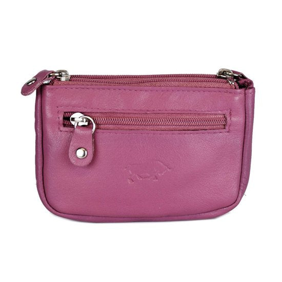 rundleer sleuteletui 2 sleutelringen roze - Arrigo Leather Goods