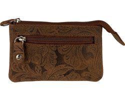 sleuteletui met rits bloemenprint - Arrigo Leather Goods