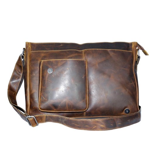 werktas crossbody 15,6 inch bruin - Arrigo Leather Goods