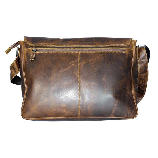 werktas crossbody 15,6 inch bruin - Arrigo Leather Goods