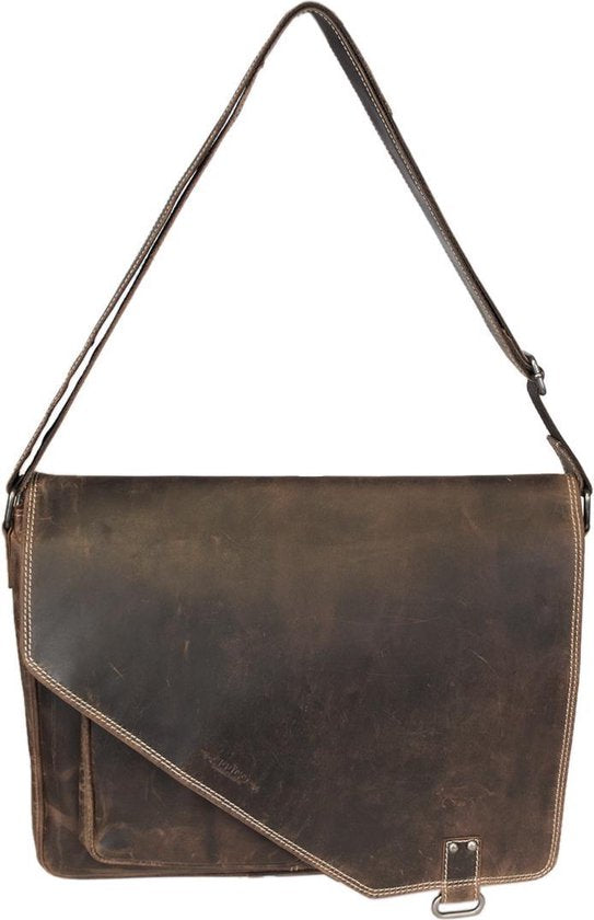 werktas crossbody 15,6 inch cognac - Arrigo Leather Goods