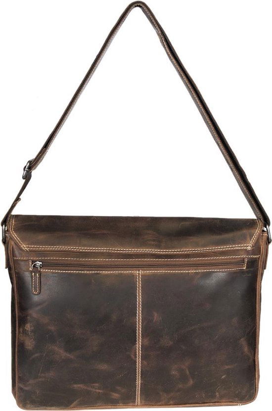 werktas crossbody 15,6 inch cognac - Arrigo Leather Goods