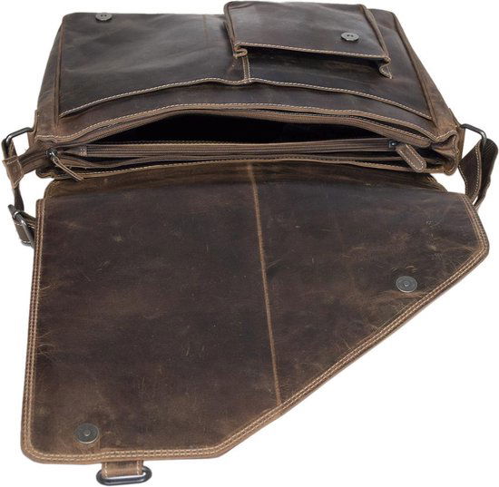 werktas crossbody 15,6 inch cognac - Arrigo Leather Goods