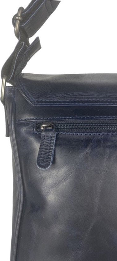 werktas crossbody 15,6 inch donkerblauw - Arrigo Leather Goods