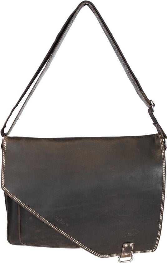 werktas crossbody 15,6 inch donkerbruin - Arrigo Leather Goods