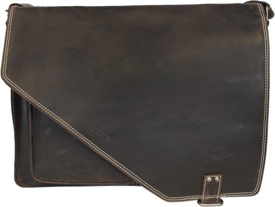 werktas crossbody 15,6 inch donkerbruin - Arrigo Leather Goods