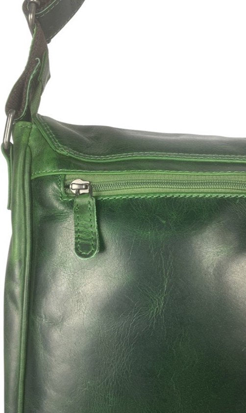 werktas crossbody 15,6 inch groen - Arrigo Leather Goods