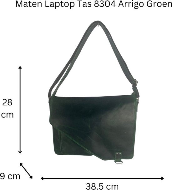 werktas crossbody 15,6 inch groen - Arrigo Leather Goods