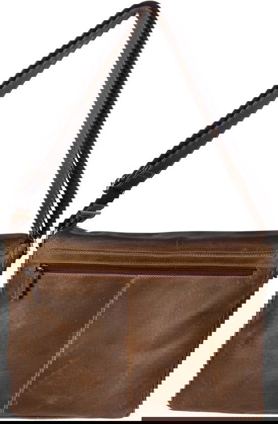 werktas crossbody 15,6 inch lichtbruin - Arrigo Leather Goods