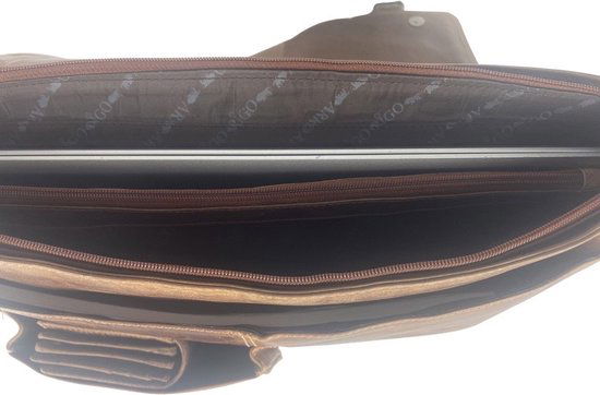 werktas crossbody 15,6 inch lichtbruin - Arrigo Leather Goods