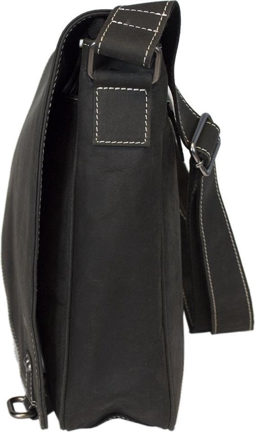 werktas crossbody 15,6 inch mat zwart - Arrigo Leather Goods