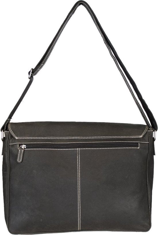 werktas crossbody 15,6 inch mat zwart - Arrigo Leather Goods