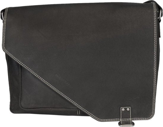 werktas crossbody 15,6 inch mat zwart - Arrigo Leather Goods