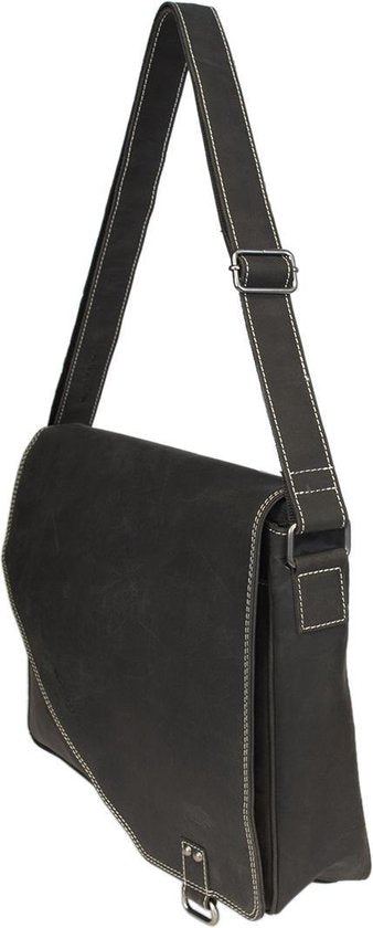 werktas crossbody 15,6 inch mat zwart - Arrigo Leather Goods