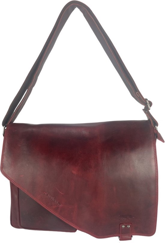 werktas crossbody 15,6 inch rood - Arrigo Leather Goods