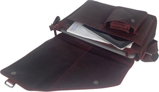 werktas crossbody 15,6 inch rood - Arrigo Leather Goods