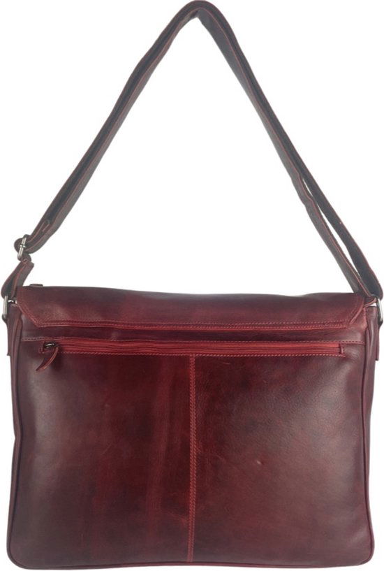 werktas crossbody 15,6 inch rood - Arrigo Leather Goods
