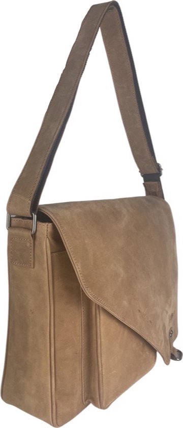werktas crossbody 15,6 inch taupe - Arrigo Leather Goods