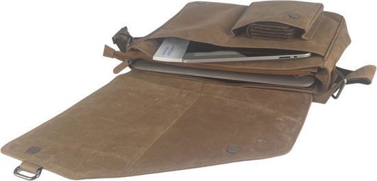 werktas crossbody 15,6 inch taupe - Arrigo Leather Goods