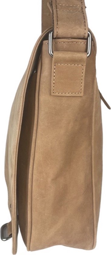 werktas crossbody 15,6 inch taupe - Arrigo Leather Goods