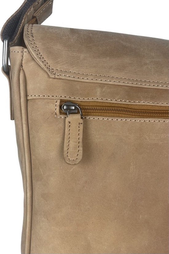 werktas crossbody 15,6 inch taupe - Arrigo Leather Goods