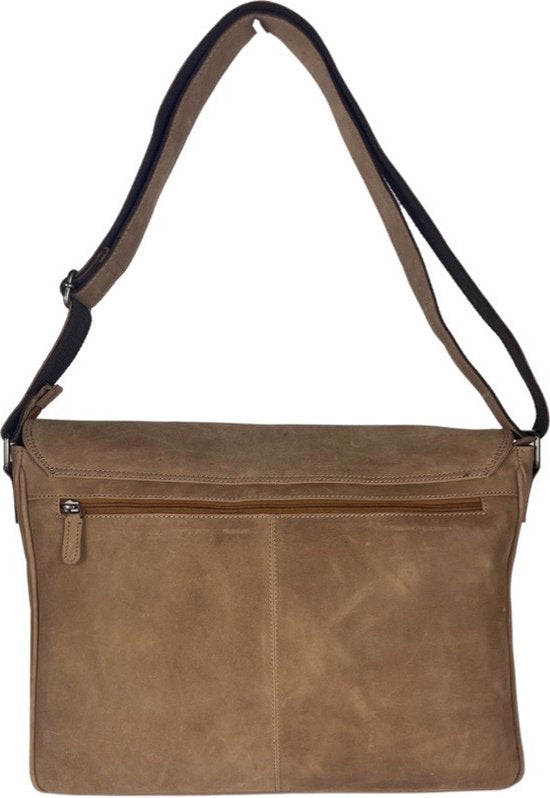 werktas crossbody 15,6 inch taupe - Arrigo Leather Goods