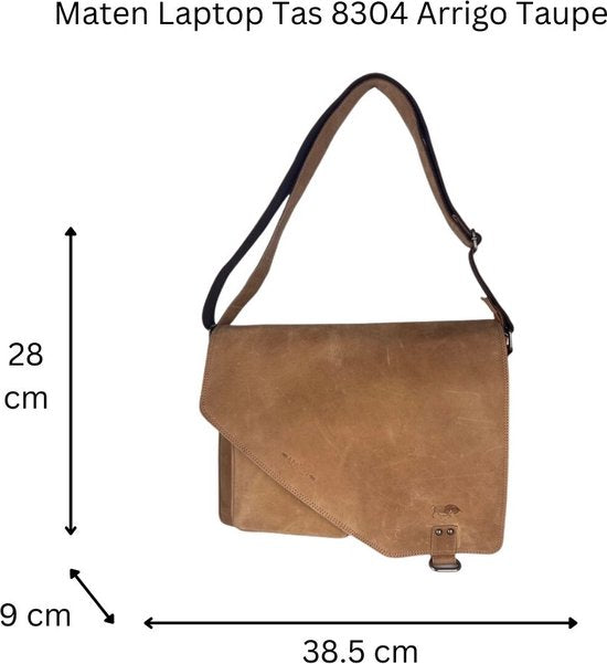 werktas crossbody 15,6 inch taupe - Arrigo Leather Goods