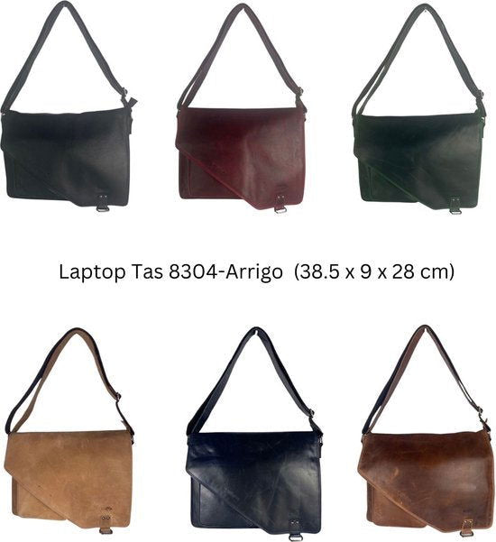 werktas crossbody 15,6 inch taupe - Arrigo Leather Goods