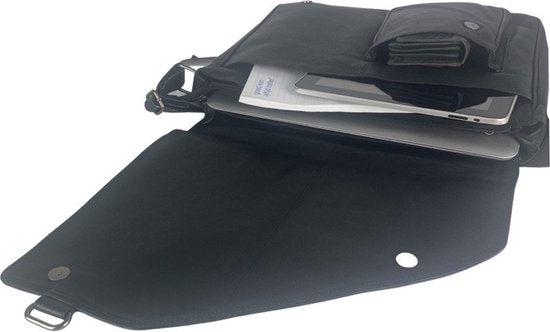 werktas crossbody 15,6 inch zwart - Arrigo Leather Goods