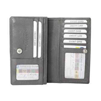 Leren RFID harmonica portemonnee, grijs - Arrigo