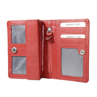 Rundleren RFID harmonica portemonnee met losgeld vakje, rood - Arrigo