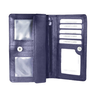 Rundleren RFID harmonica portemonnee met losgeld vak, aubergine - Arrigo