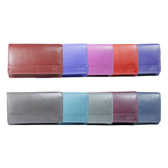 Rundleren RFID harmonica portemonnee met losgeld vakje, lichtblauw - Arrigo