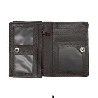 Compacte portemonnee, donkerbruin leer - Arrigo