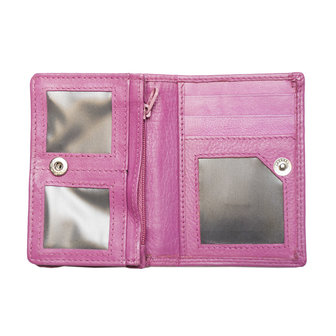 Mini portemonnee van roze leer - Arrigo.nl